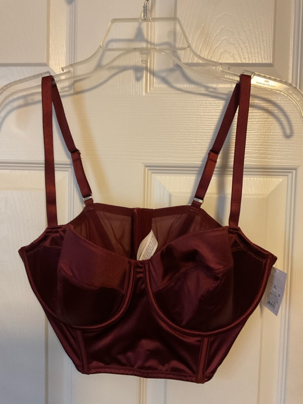 Auden Women’s Satin Lightly Lined Berry Red Longline Corset Bralette Size XL NWT